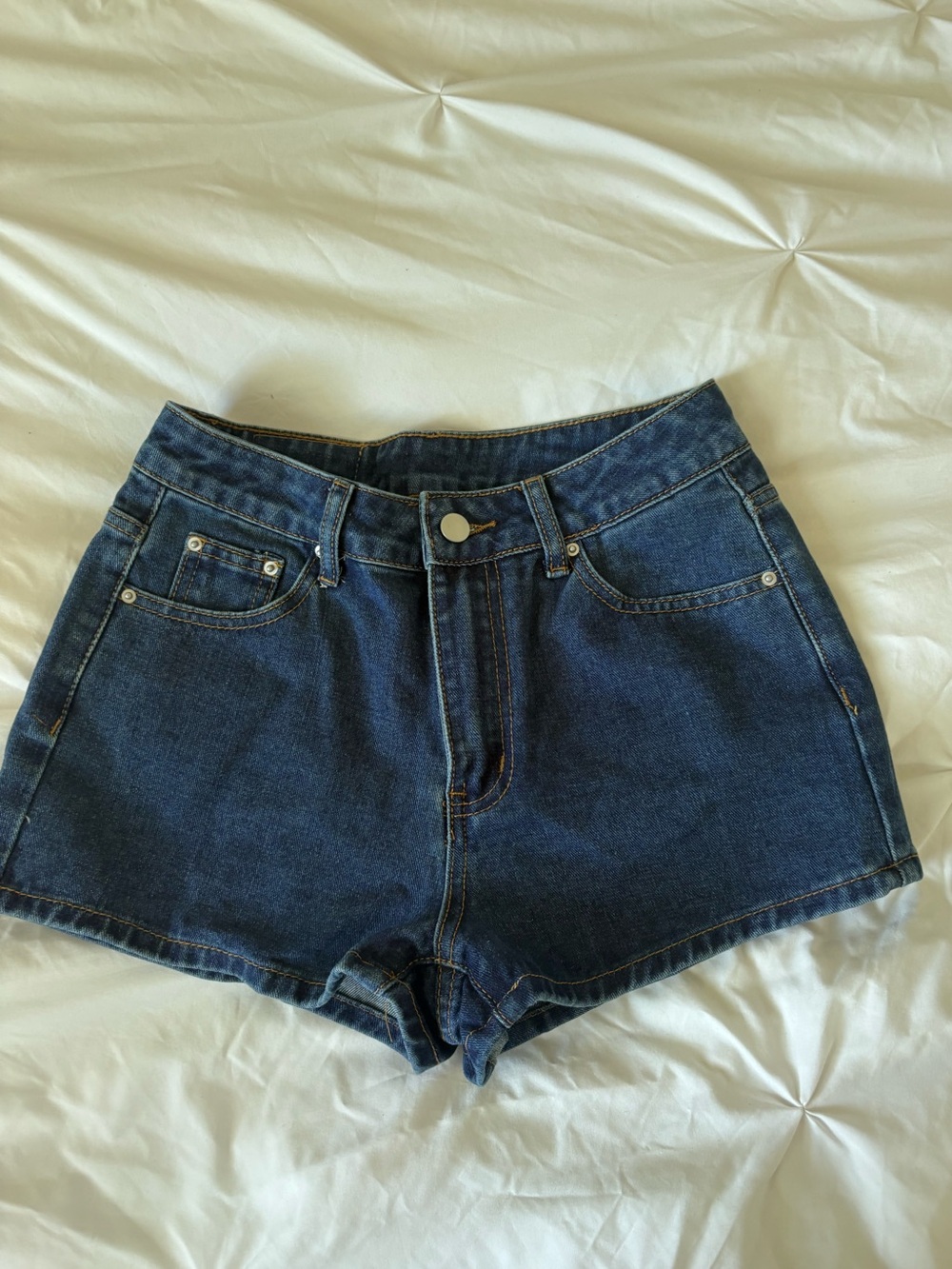 Classic High-Rise Dark Blue Denim Shorts